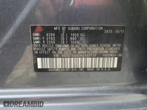 ✅ 2017 Subaru Impreza • VIN: 4S3GTAA61H3740729 • Lot: 91479645. Wystawiony na Copart z przebiegiem 121 311 mil. Bezpłatny archiwum sprzedaży aukcyjnych z USA i szczegółowy raport historii pojazdu na DreamBid. Zdjęcie 12.