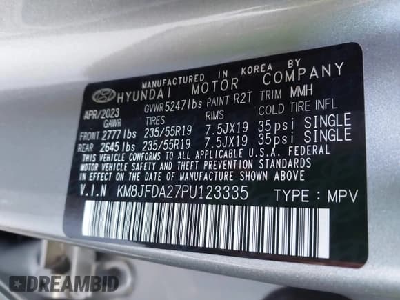 ✅ 2023 Hyundai Tucson Limited • VIN: KM8JFDA27PU123335 • Lot: 42312666. Wystawiony na IAAI z przebiegiem 7 953 mil. Bezpłatny archiwum sprzedaży aukcyjnych z USA i szczegółowy raport historii pojazdu na DreamBid. Zdjęcie 9.