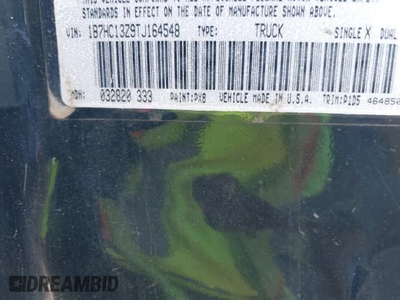 ✅ 1996 Dodge 1500 • VIN: 1B7HC13Z9TJ164548 • Lot: 42832891. Listed on IAAI with 269,130 mi. Free auction sales archive from the USA and detailed vehicle history report at DreamBid. Image 9.