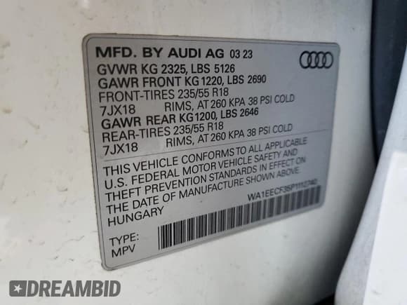 ✅ 2023 Audi Q3 S line Premium Plus • VIN: WA1EECF35P1112740 • Lot: 91722495. Listed on Copart with 23,644 mi. Free auction sales archive from the USA and detailed vehicle history report at DreamBid. Image 13.
