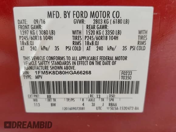 ✅ 2017 Ford Explorer XLT • VIN: 1FM5K8D80HGA66268 • Лот: 52742575. Опубликован ранее на Copart с пробегом 132 751 миль. Бесплатный доступ к архиву аукционных продаж из США и подробный отчёт об истории автомобиля на DreamBid. Изображение 14.