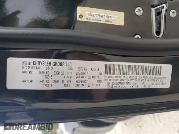 ✅ 2015 Jeep Compass High Altitude • VIN: 1C4NJDEB9FD120711 • Лот: 90510745. Опубликован ранее на Copart с пробегом 128 126 миль. Бесплатный доступ к архиву аукционных продаж из США и подробный отчёт об истории автомобиля на DreamBid. Изображение 13.