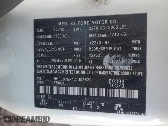 ✅ 2012 Ford Transit Connect XLT • VIN: NM0LS7BN1CT108829 • Лот: 57126795. Опубликован ранее на Copart с пробегом 232 907 миль. Бесплатный доступ к архиву аукционных продаж из США и подробный отчёт об истории автомобиля на DreamBid. Изображение 12.