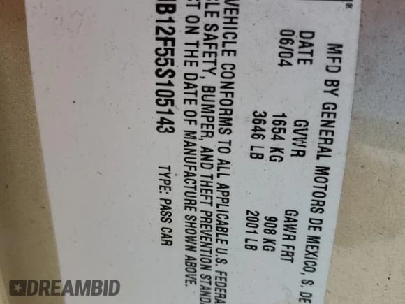 ✅ 2005 Pontiac Sunfire • VIN: 3G2JB12F55S105143 • Lot: 82333904. Wystawiony na Copart z przebiegiem 93 112 mil. Bezpłatny archiwum sprzedaży aukcyjnych z USA i szczegółowy raport historii pojazdu na DreamBid. Zdjęcie 14.