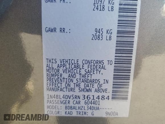 ✅ 2024 Nissan Altima SV • VIN: 1N4BL4DV5RN361484 • Lot: 90635585. Wystawiony na Copart z przebiegiem 39 091 mil. Bezpłatny archiwum sprzedaży aukcyjnych z USA i szczegółowy raport historii pojazdu na DreamBid. Zdjęcie 13.