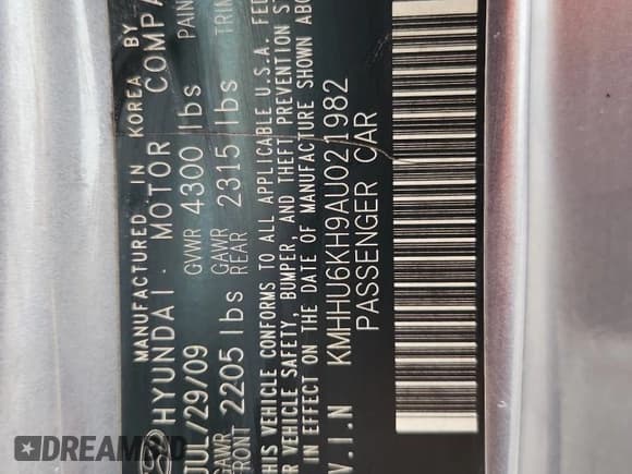 ✅ 2010 Hyundai Genesis Coupe Track • VIN: KMHHU6KH9AU021982 • Lot: 93045555. Listed on Copart with Not provided. Free auction sales archive from the USA and detailed vehicle history report at DreamBid. Image 13.