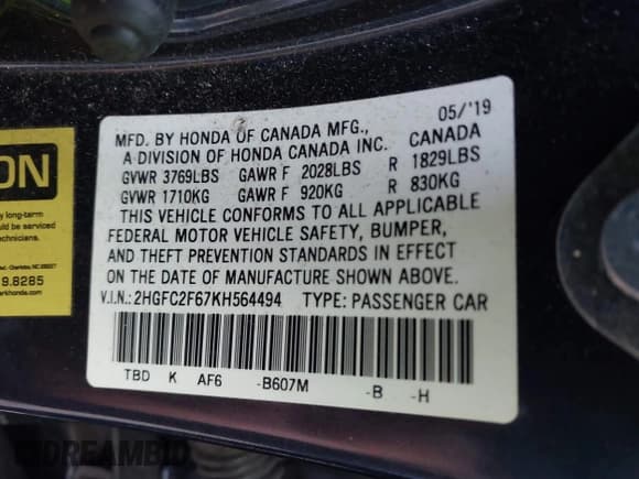 ✅ 2019 Honda Civic LX • VIN: 2HGFC2F67KH564494 • Lot: 43031922. Wystawiony na IAAI z przebiegiem 165 931 mil. Bezpłatny archiwum sprzedaży aukcyjnych z USA i szczegółowy raport historii pojazdu na DreamBid. Zdjęcie 9.