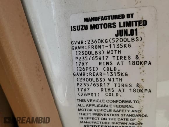 ✅ 2002 Isuzu Axiom • VIN: 4S2DF58X824609710 • Lot: 64788085. Wystawiony na Copart z przebiegiem 182 405 mil. Bezpłatny archiwum sprzedaży aukcyjnych z USA i szczegółowy raport historii pojazdu na DreamBid. Zdjęcie 14.