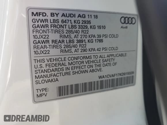 ✅ 2019 Audi Q8 Prestige • VIN: WA1CVAF17KD015329 • Лот: 65049625. Опубликован ранее на Copart с пробегом 38 613 миль. Бесплатный доступ к архиву аукционных продаж из США и подробный отчёт об истории автомобиля на DreamBid. Изображение 13.