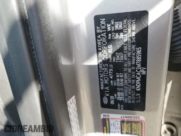 ✅ 2021 Kia Sportage LX • VIN: KNDPMCAC1M7885965 • Лот: 82464965. Опубликован ранее на Copart с пробегом 71 686 миль. Бесплатный доступ к архиву аукционных продаж из США и подробный отчёт об истории автомобиля на DreamBid. Изображение 13.