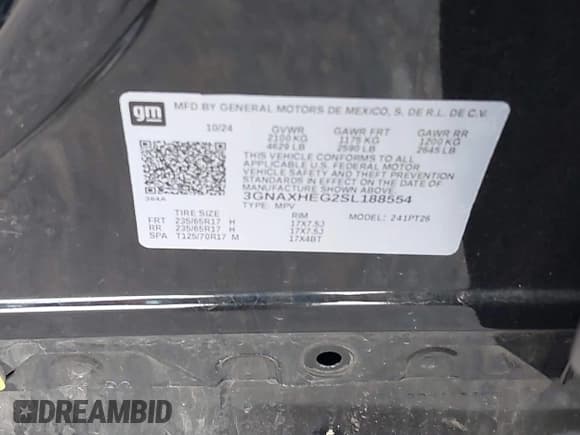 ✅ 2025 Chevrolet Equinox FWD LT • VIN: 3GNAXHEG2SL188554 • Лот: 43523634. Опубликован ранее на IAAI с пробегом 20 645 миль. Бесплатный доступ к архиву аукционных продаж из США и подробный отчёт об истории автомобиля на DreamBid. Изображение 9.