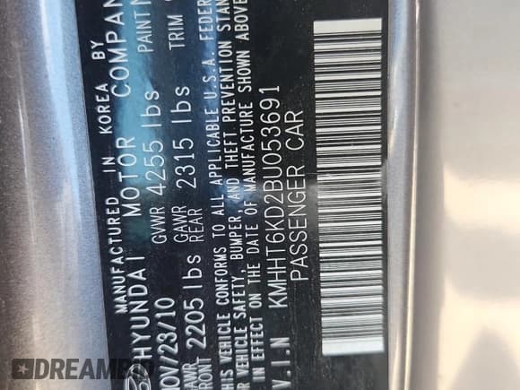 ✅ 2011 Hyundai Genesis Coupe • VIN: KMHHT6KD2BU053691 • Lot: 81136995. Listed on Copart with Not provided. Free auction sales archive from the USA and detailed vehicle history report at DreamBid. Image 12.