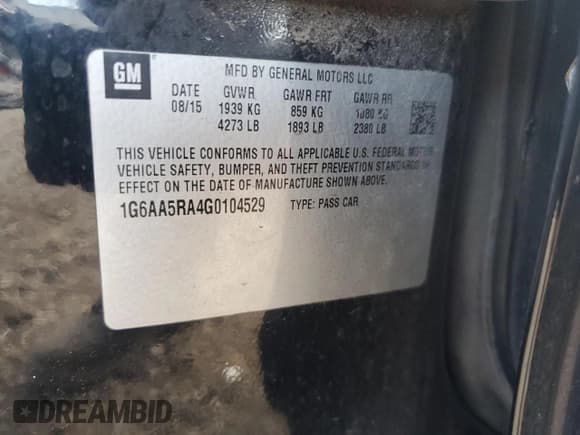 ✅ 2016 Cadillac ATS Standard RWD • VIN: 1G6AA5RA4G0104529 • Lot: 90034245. Listed on Copart with 71,348 mi. Free auction sales archive from the USA and detailed vehicle history report at DreamBid. Image 12.