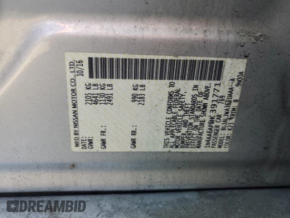 ✅ 2017 Nissan Maxima S • VIN: 1N4AA6AP8HC391771 • Lot: 71714445. Listed on Copart with 118,257 mi. Free auction sales archive from the USA and detailed vehicle history report at DreamBid. Image 12.