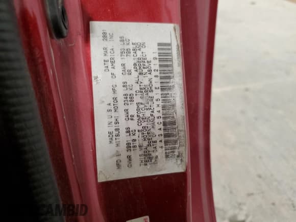 ✅ 2001 Mitsubishi Eclipse GT • VIN: 4A3AC54H51E182191 • Lot: 82140394. Wystawiony na Copart z przebiegiem 160 295 mil. Bezpłatny archiwum sprzedaży aukcyjnych z USA i szczegółowy raport historii pojazdu na DreamBid. Zdjęcie 12.