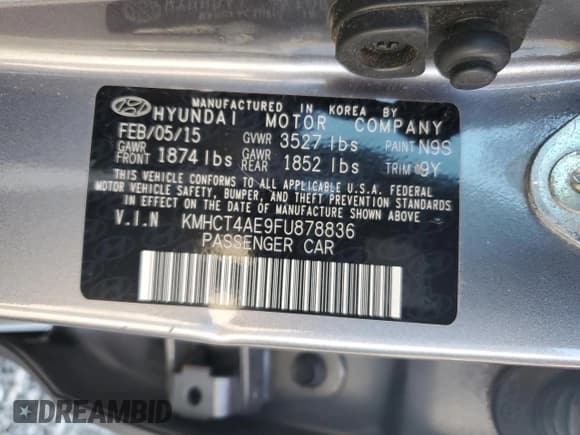 ✅ 2015 Hyundai Accent GLS • VIN: KMHCT4AE9FU878836 • Лот: 76159694. Опубликован ранее на Copart с пробегом 104 103 миль. Бесплатный доступ к архиву аукционных продаж из США и подробный отчёт об истории автомобиля на DreamBid. Изображение 13.