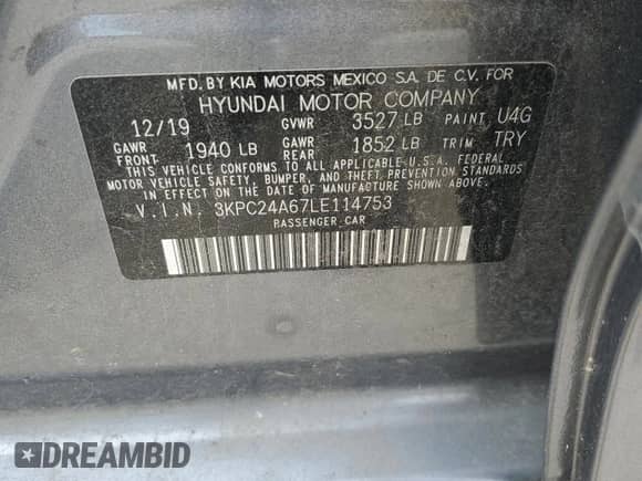 2020 Hyundai Accent SE z VIN 3KPC24A67LE114753, wystawiony jako Copart lot #50543134 z przebiegiem 71 180 mil mil oraz . Historia ofert i sprzedaży dostępna na DreamBid. Obrazek 12.