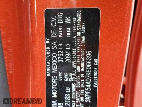 ✅ 2019 Kia Forte EX • VIN: 3KPF54AD7KE066396 • Лот: 93126435. Опубликован ранее на Copart с пробегом 57 671 миль. Бесплатный доступ к архиву аукционных продаж из США и подробный отчёт об истории автомобиля на DreamBid. Изображение 13.