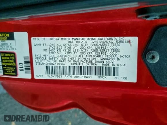 ✅ 2008 Toyota Tacoma • VIN: 5TEUU42N58Z479467 • Lot: 94147295. Wystawiony na Copart z przebiegiem 167 311 mil. Bezpłatny archiwum sprzedaży aukcyjnych z USA i szczegółowy raport historii pojazdu na DreamBid. Zdjęcie 13.