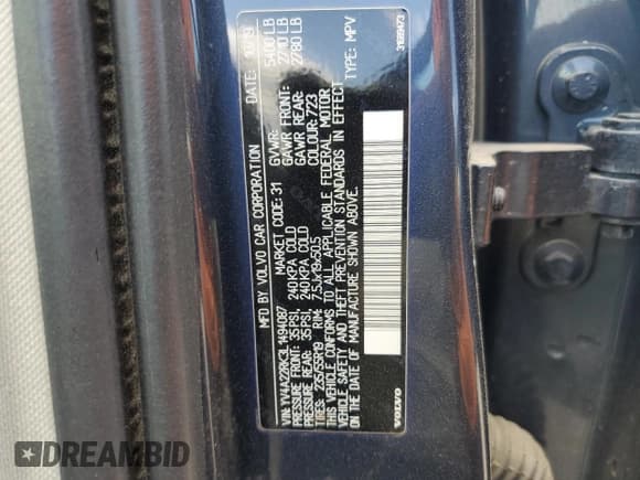 ✅ 2020 Volvo XC60 Momentum • VIN: YV4A22RK3L1494087 • Лот: 61652465. Опубликован ранее на Copart с пробегом 78 045 миль. Бесплатный доступ к архиву аукционных продаж из США и подробный отчёт об истории автомобиля на DreamBid. Изображение 14.