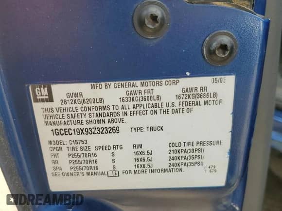 ✅ 2003 Chevrolet Silverado 1500 Work Truck • VIN: 1GCEC19X93Z323269 • Lot: 67268194. Wystawiony na Copart z przebiegiem 87 401 mil mil. Skorzystaj z bezpłatnego archiwum sprzedaży aukcyjnych z USA i zobacz szczegółowy raport historii pojazdu na DreamBid. Zdjęcie 12.