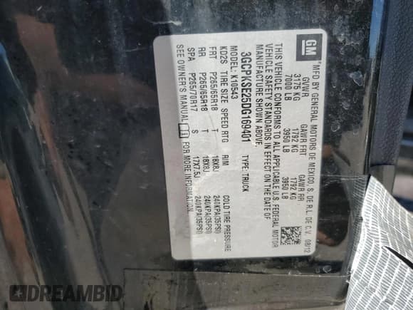 ✅ 2013 Chevrolet Silverado 1500 LT • VIN: 3GCPKSE25DG169401 • Lot: 47066535. Listed on Copart with 256,489 mi. Free auction sales archive from the USA and detailed vehicle history report at DreamBid. Image 12.