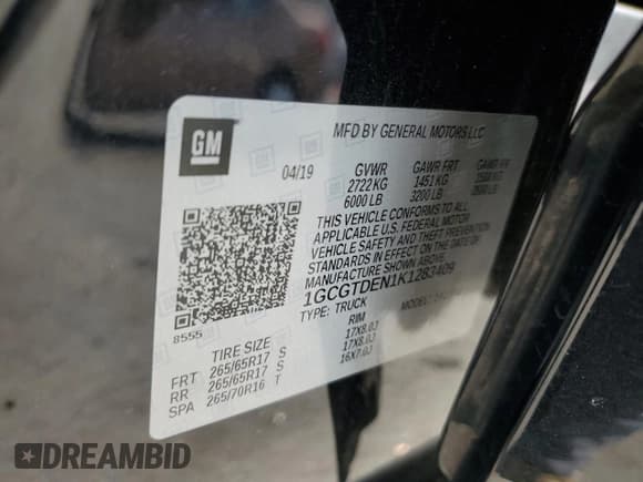 ✅ 2019 Chevrolet Colorado 4WD Z71 • VIN: 1GCGTDEN1K1283409 • Лот: 67734904. Опубликован ранее на Copart с пробегом 87 835 миль. Бесплатный доступ к архиву аукционных продаж из США и подробный отчёт об истории автомобиля на DreamBid. Изображение 14.