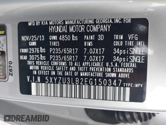 ✅ 2014 Hyundai Santa Fe • VIN: 5XYZU3LB2EG150347 • Лот: 43304591. Опубликован ранее на IAAI с пробегом 118 651 миль. Бесплатный доступ к архиву аукционных продаж из США и подробный отчёт об истории автомобиля на DreamBid. Изображение 9.