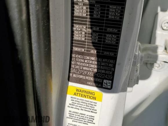 ✅ 2020 Land Rover Range Rover Evoque SE • VIN: SALZP2FX6LH022439 • Лот: 80785375. Опубликован ранее на Copart с пробегом Не указан. Бесплатный доступ к архиву аукционных продаж из США и подробный отчёт об истории автомобиля на DreamBid. Изображение 13.