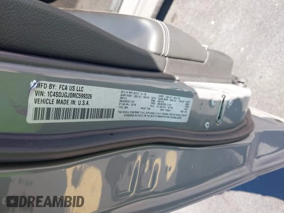 ✅ 2021 Dodge Durango SRT 392 • VIN: 1C4SDJGJ0MC599326 • Лот: 43437720. Опубликован ранее на IAAI с пробегом 54 229 миль. Бесплатный доступ к архиву аукционных продаж из США и подробный отчёт об истории автомобиля на DreamBid. Изображение 9.