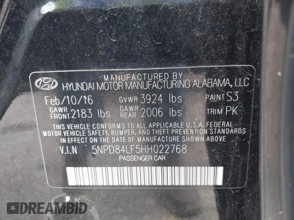 ✅ 2017 Hyundai Elantra SE • VIN: 5NPD84LF5HH022768 • Lot: 42264100. Listed on IAAI with 82,130 mi. Free auction sales archive from the USA and detailed vehicle history report at DreamBid. Image 9.