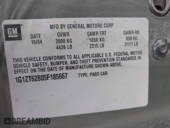 2005 Chevrolet Malibu Maxx LS с VIN 1G1ZT62805F185667, выставлен на аукционе IAAI как лот 42201296 с пробегом 190 893 миль миль и . История ставок и продаж доступна на DreamBid. Изображение 9.