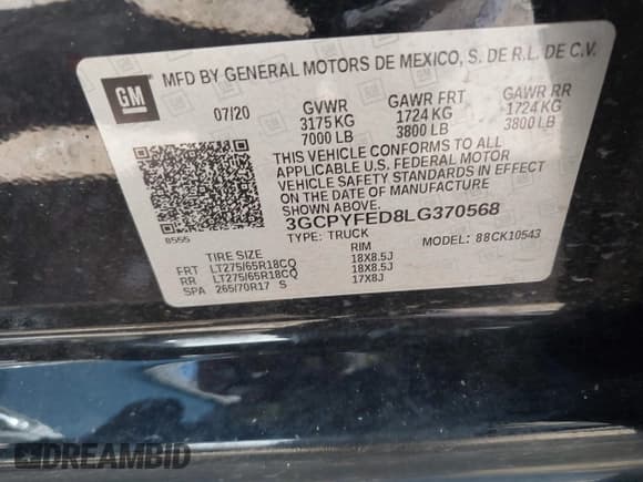 ✅ 2020 Chevrolet Silverado 1500 LT Trail Boss • VIN: 3GCPYFED8LG370568 • Лот: 42802033. Опубликован ранее на IAAI с пробегом 94 163 миль. Бесплатный доступ к архиву аукционных продаж из США и подробный отчёт об истории автомобиля на DreamBid. Изображение 9.