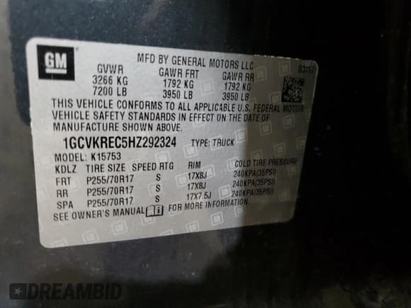 ✅ 2017 Chevrolet Silverado 1500 LT • VIN: 1GCVKREC5HZ292324 • Лот: 70333414. Опубликован ранее на Copart с пробегом 73 073 миль. Бесплатный доступ к архиву аукционных продаж из США и подробный отчёт об истории автомобиля на DreamBid. Изображение 14.