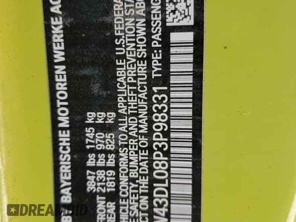 ✅ 2023 MINI Convertible Cooper S • VIN: WMW43DL08P3P98331 • Lot: 83066204. Listed on Copart with Not provided. Free auction sales archive from the USA and detailed vehicle history report at DreamBid. Image 12.