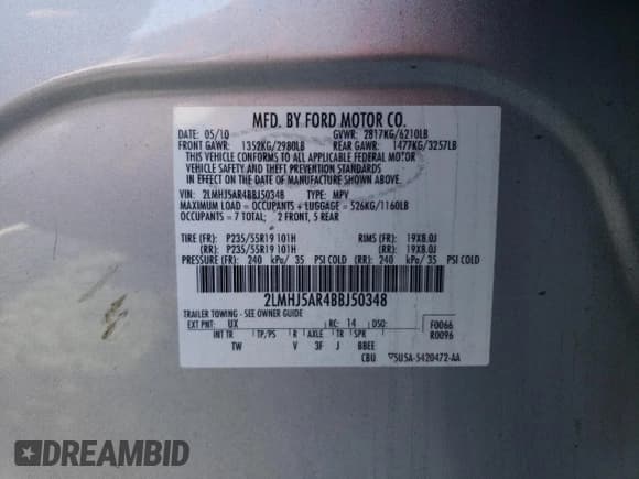 ✅ 2011 Lincoln MKT • VIN: 2LMHJ5AR4BBJ50348 • Лот: 52296835. Опубликован ранее на Copart с пробегом Не указан. Бесплатный доступ к архиву аукционных продаж из США и подробный отчёт об истории автомобиля на DreamBid. Изображение 13.