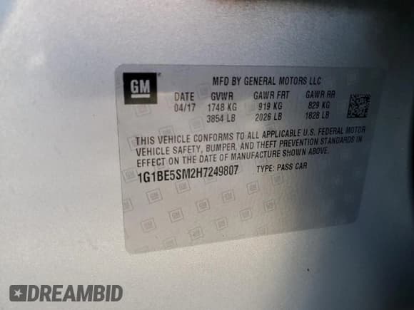 ✅ 2017 Chevrolet Cruze LT • VIN: 1G1BE5SM2H7249807 • Lot: 41033443. Wystawiony na Copart z przebiegiem 97 935 mil. Bezpłatny archiwum sprzedaży aukcyjnych z USA i szczegółowy raport historii pojazdu na DreamBid. Zdjęcie 12.