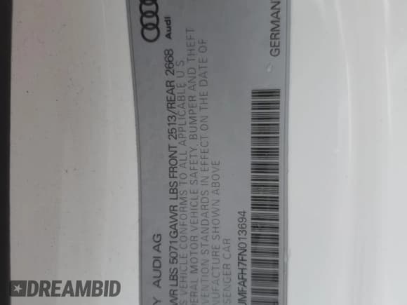 ✅ 2015 Audi A5 Premium Plus • VIN: WAUMFAFH7FN013694 • Lot: 71907565. Listed on Copart with 34,713 mi. Free auction sales archive from the USA and detailed vehicle history report at DreamBid. Image 12.