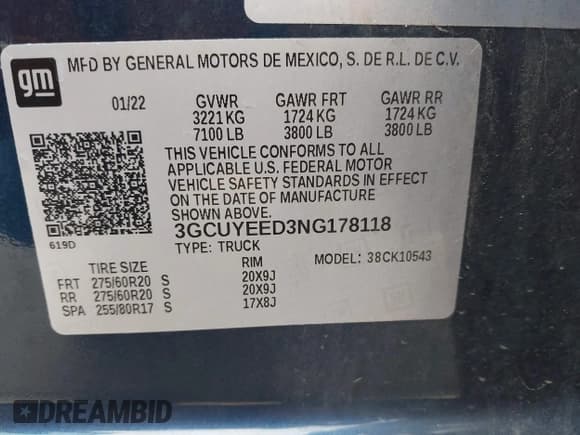 ✅ 2022 Chevrolet Silverado 1500 RST • VIN: 3GCUYEED3NG178118 • Лот: 42201383. Опубликован ранее на IAAI с пробегом 63 065 миль. Бесплатный доступ к архиву аукционных продаж из США и подробный отчёт об истории автомобиля на DreamBid. Изображение 9.