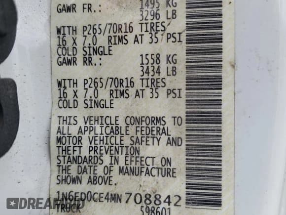 ✅ 2021 Nissan Frontier S • VIN: 1N6ED0CE4MN708842 • Lot: 48164325. Listed on Copart with 116,017 mi. Free auction sales archive from the USA and detailed vehicle history report at DreamBid. Image 12.