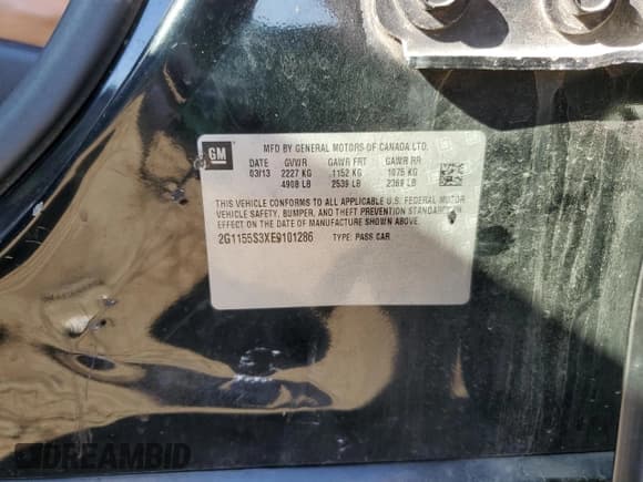 ✅ 2014 Chevrolet Impala LTZ • VIN: 2G1155S3XE9101286 • Лот: 75254104. Опубликован ранее на Copart с пробегом 183 185 миль. Бесплатный доступ к архиву аукционных продаж из США и подробный отчёт об истории автомобиля на DreamBid. Изображение 13.