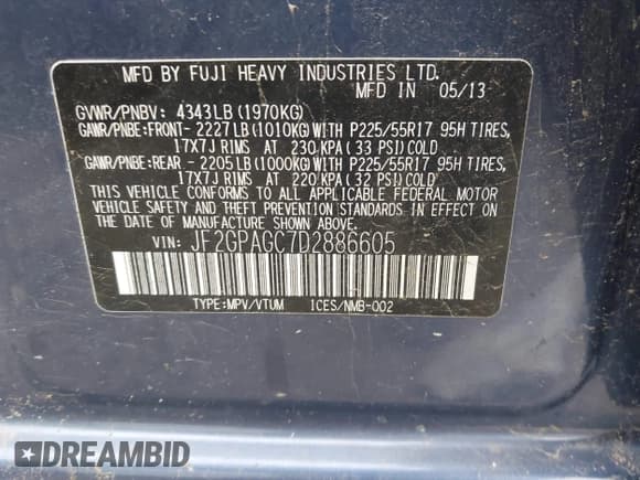 ✅ 2013 Subaru Crosstrek Limited • VIN: JF2GPAGC7D2886605 • Лот: 43537528. Опубликован ранее на IAAI с пробегом 121 544 миль. Бесплатный доступ к архиву аукционных продаж из США и подробный отчёт об истории автомобиля на DreamBid. Изображение 9.