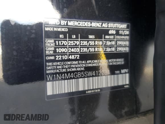 ✅ 2025 Mercedes-Benz GLB 250 • VIN: W1N4M4GB5SW412234 • Лот: 70048375. Опубликован ранее на Copart с пробегом 3 859 миль. Бесплатный доступ к архиву аукционных продаж из США и подробный отчёт об истории автомобиля на DreamBid. Изображение 13.