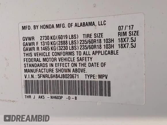 ✅ 2018 Honda Odyssey Touring • VIN: 5FNRL6H84JB020671 • Lot: 42409316. Wystawiony na IAAI z przebiegiem 81 747 mil. Bezpłatny archiwum sprzedaży aukcyjnych z USA i szczegółowy raport historii pojazdu na DreamBid. Zdjęcie 9.