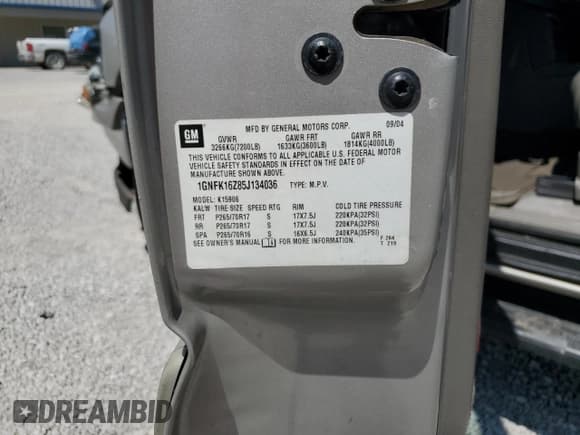 ✅ 2005 Chevrolet Suburban LT • VIN: 1GNFK16Z85J134036 • Lot: 59268575. Listed on Copart with 246,835 mi. Free auction sales archive from the USA and detailed vehicle history report at DreamBid. Image 13.