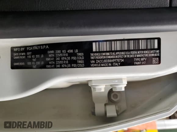 ✅ 2017 Jeep Renegade Limited • VIN: ZACCJBDB8HPF76734 • Lot: 45203425. Wystawiony na Copart z przebiegiem 106 400 mil. Bezpłatny archiwum sprzedaży aukcyjnych z USA i szczegółowy raport historii pojazdu na DreamBid. Zdjęcie 13.