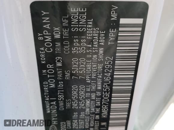 ✅ 2023 Hyundai Palisade Calligraphy • VIN: KM8R7DGE5PU642952 • Лот: 75029554. Опубликован ранее на Copart с пробегом 19 853 миль. Бесплатный доступ к архиву аукционных продаж из США и подробный отчёт об истории автомобиля на DreamBid. Изображение 14.