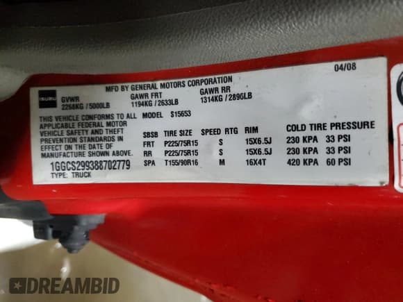 ✅ 2008 Isuzu i-Series S • VIN: 1GGCS299388702779 • Lot: 46425705. Listed on Copart with 139,570 mi. Free auction sales archive from the USA and detailed vehicle history report at DreamBid. Image 13.