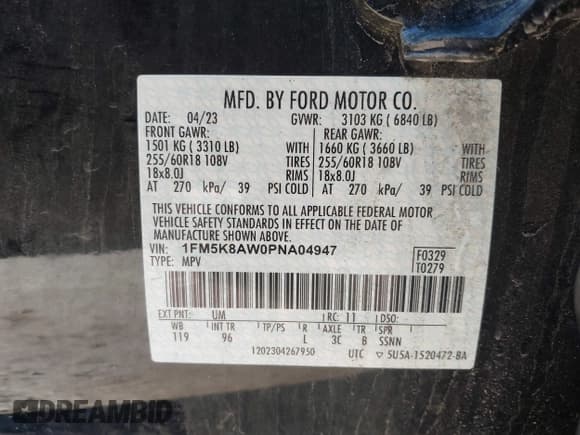 ✅ 2023 Ford Police Interceptor Utility • VIN: 1FM5K8AW0PNA04947 • Lot: 41942825. Wystawiony na IAAI z przebiegiem 37 121 mil. Bezpłatny archiwum sprzedaży aukcyjnych z USA i szczegółowy raport historii pojazdu na DreamBid. Zdjęcie 9.