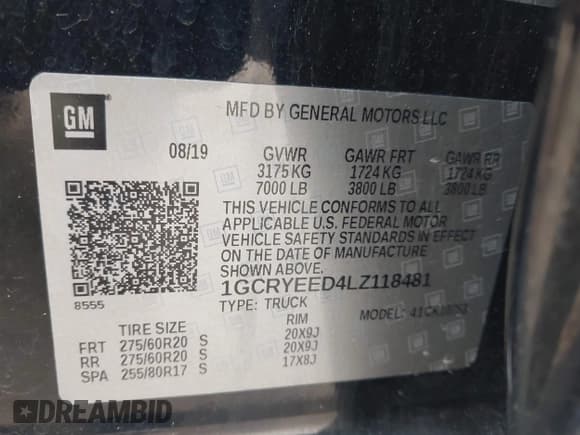 ✅ 2020 Chevrolet Silverado 1500 RST • VIN: 1GCRYEED4LZ118481 • Lot: 43607793. Listed on IAAI with 64,171 mi. Free auction sales archive from the USA and detailed vehicle history report at DreamBid. Image 9.